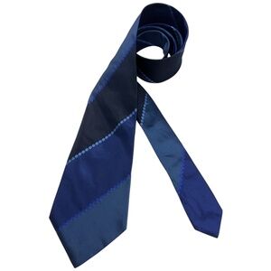 KENZO Navy/Blue Striped Polka Dot Silk LUXURY Tie ITALY